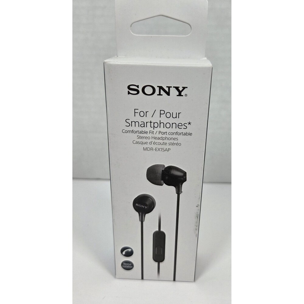 Sony MDREX15AP In Ear Stereo Headphones & Microphone Black MDREX15AP/BZ (2 Pack)